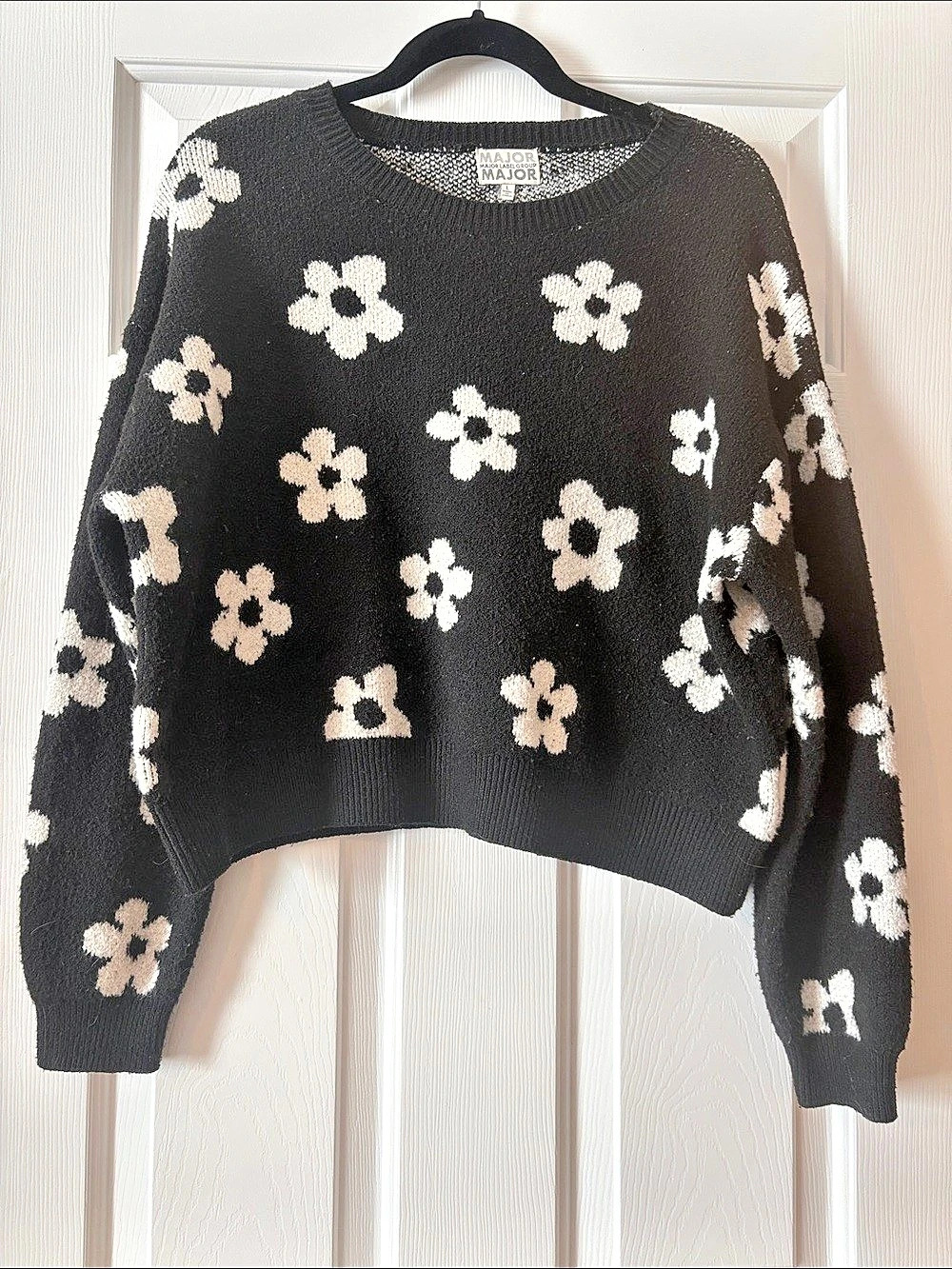 Major Floral Crewneck Sweater in Black & White